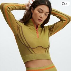 Fabletics Olive and Seamless Orange Crop Top- M